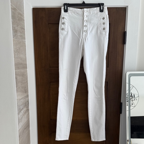 J Brand White High-Rise Button Jeans - Picture 1 of 8